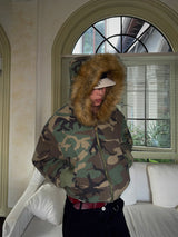 Men s Winter Coat Warm Double Sided Camouflage Jacket Thick Cotton Parka with Fur Collar Outdoor Military Style Trench Coat