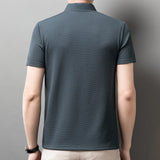 New Men's Business Casual Short Sleeved Bone Flower Solid Color POLO Shirt Fashion Breathable Comfortable Summer Versatile Top
