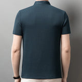 New Men's Business Casual Short Sleeved Bone Flower Solid Color POLO Shirt Fashion Breathable Comfortable Summer Versatile Top