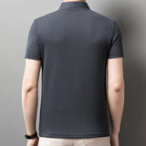 New Men's Business Casual Short Sleeved Bone Flower Solid Color POLO Shirt Fashion Breathable Comfortable Summer Versatile Top