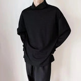 Mens Sports T-Shirt Patchwork Half High Neck Unisex T-Shirt Autumn Japanese Harajuku Style Individual Base Shirt Men's Clothing