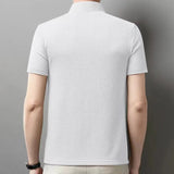 New Men's Business Casual Short Sleeved Bone Flower Solid Color POLO Shirt Fashion Breathable Comfortable Summer Versatile Top