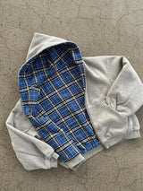 Casual Reversible Hoodies for Men Street Clothes Oversized Zip Up Hoodie Simple with Plaid Lining Solid Color Retro Sweatshirt