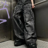 Y2K Baggy Jeans vintage Splicing embroidery Pattern high quality jeans Hip Hop Gothic Streetwear men women Casual wide leg jeans