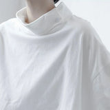 Mens Sports T-Shirt Patchwork Half High Neck Unisex T-Shirt Autumn Japanese Harajuku Style Individual Base Shirt Men's Clothing